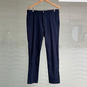 Navy blue, lululemon commission pant, size 34 W, 32 L, slim fit, like new!
